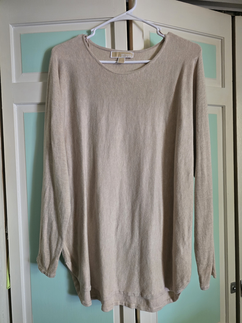 MICHAEL Michael Kors Light Taupe Long Sleeve Crewneck Top NWOT